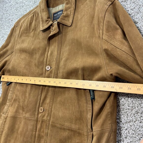 Robert Comstock Mens Suede Leather Jacket Sz 42 Button Front With Zip Pockets - Picture 10 of 12